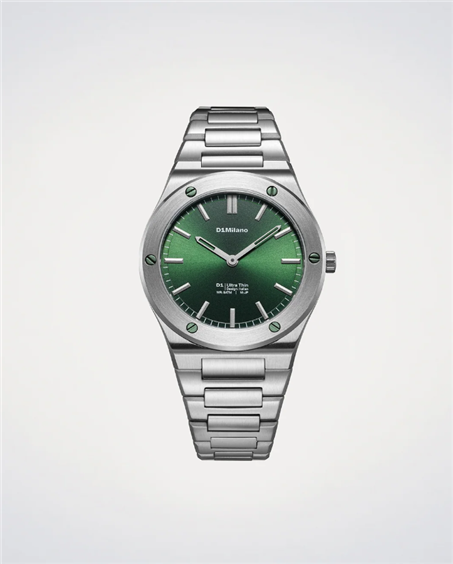 Orologio D1 Milano Groovy Green Ultra Thin 39 mm in Acciaio D1-UCBU02 - D1-UCBU02